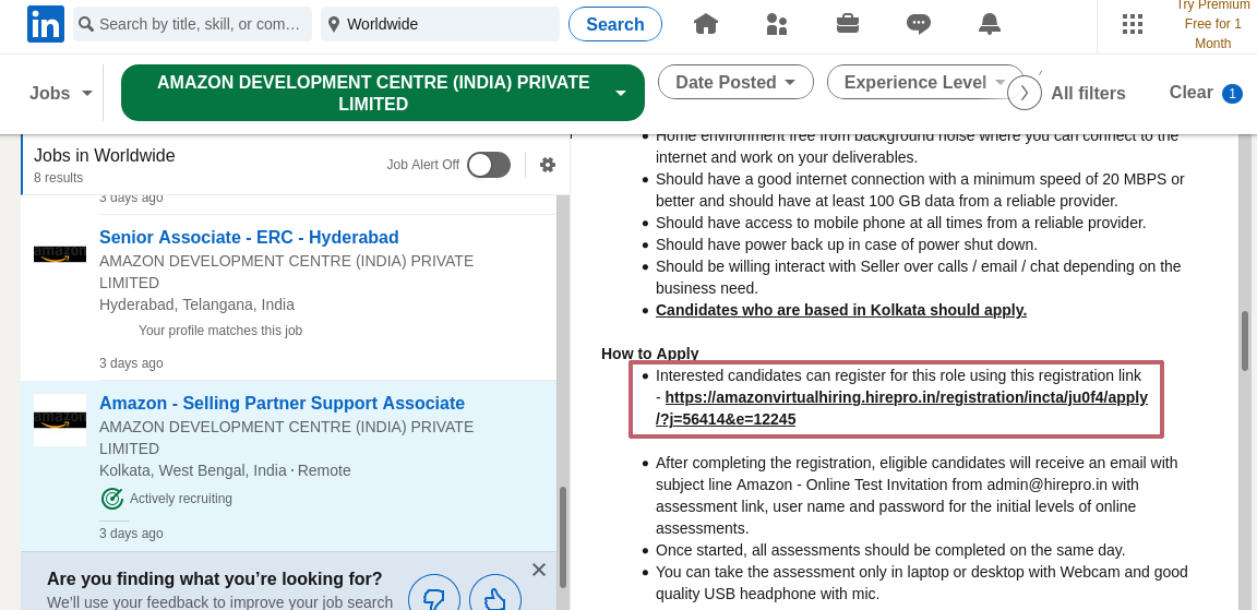 fake amazon job listing